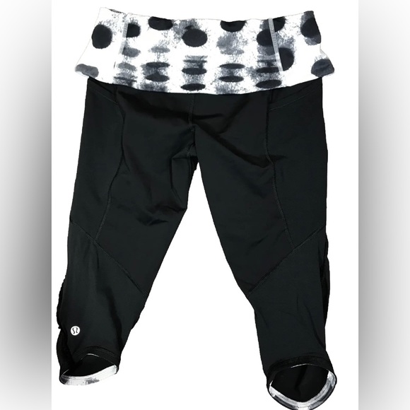 Lululemon tights black with mesh fold over waistband size 6 - Picture 6 of 8